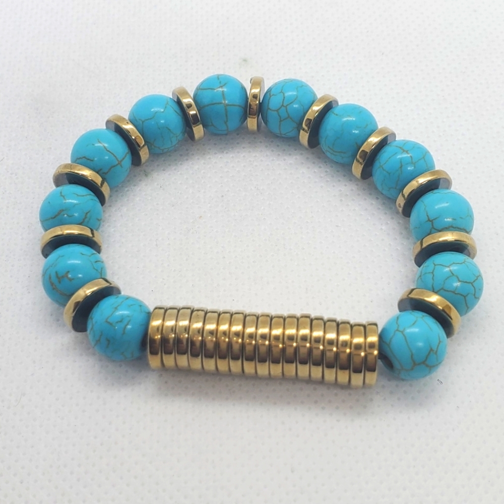 GiuliA Handmade @giuliabracelets jewelry -Hematite w/turquoise bracelet